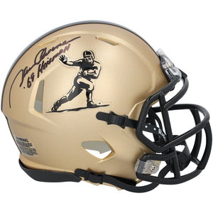 Steve Owens Oklahoma Sooners Autographed Gold Heisman Riddell Speed Mini Helmet with ''69 Heisman'' Inscription