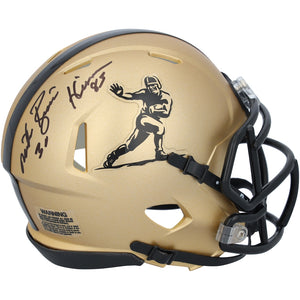 Mike Rozier Nebraska Huskers Autographed Gold Heisman Riddell Speed Mini Helmet with ''83 Heisman'' Inscription
