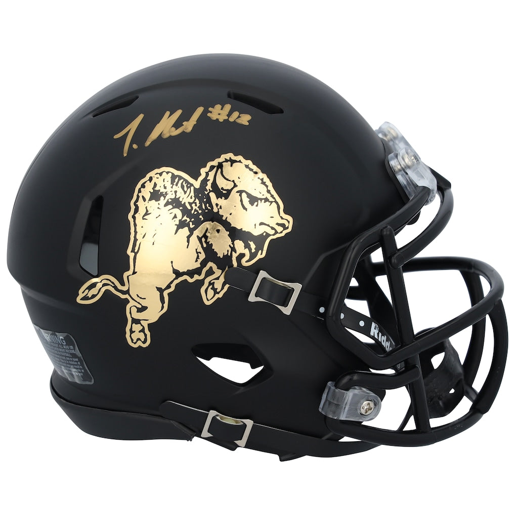 Travis Hunter Colorado Buffaloes Autographed Riddell Chrome Buffalo Speed Mini Helmet