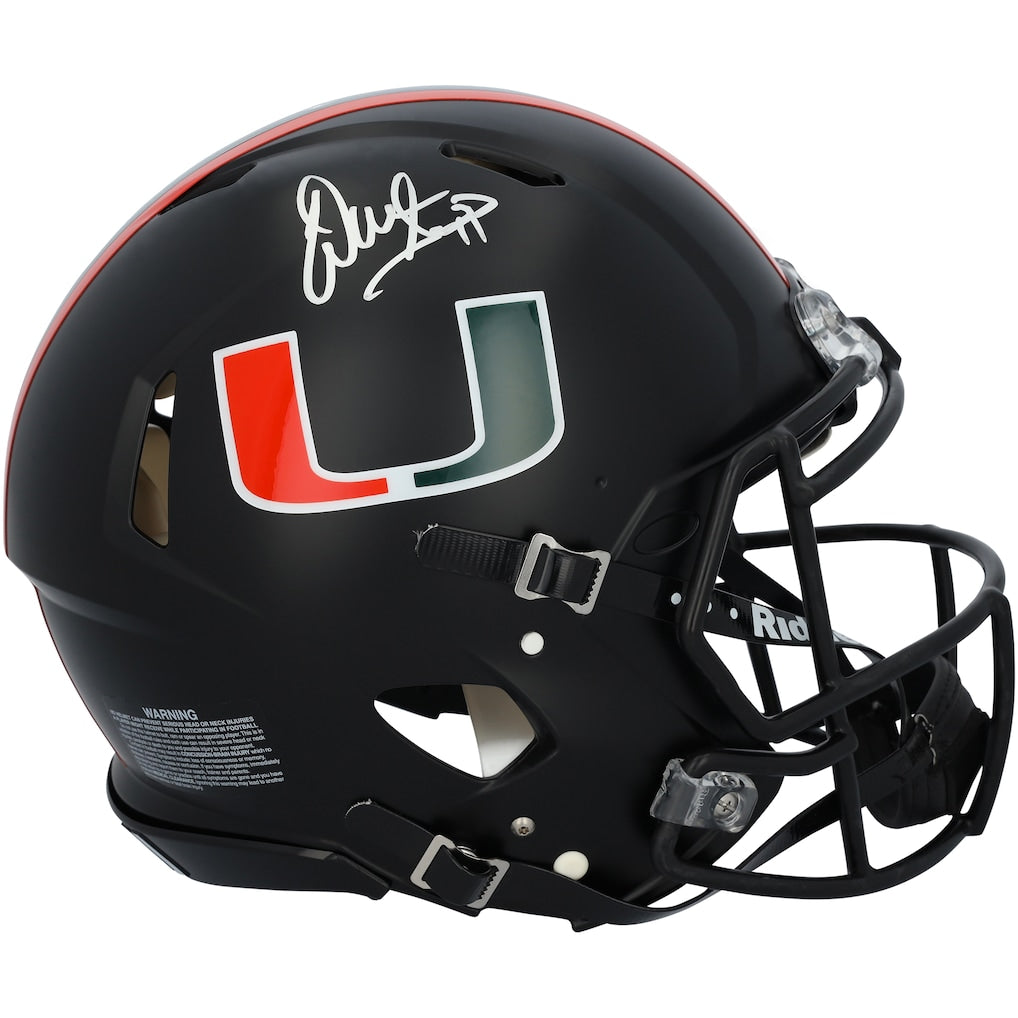Warren Sapp Miami Hurricanes Autographed Riddell Miami Nights Satin Black Speed Authentic Helmet