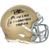 Tim Brown Notre Dame Fighting Irish Autographed Riddell Play Like a Champion Today Speed Mini Helmet