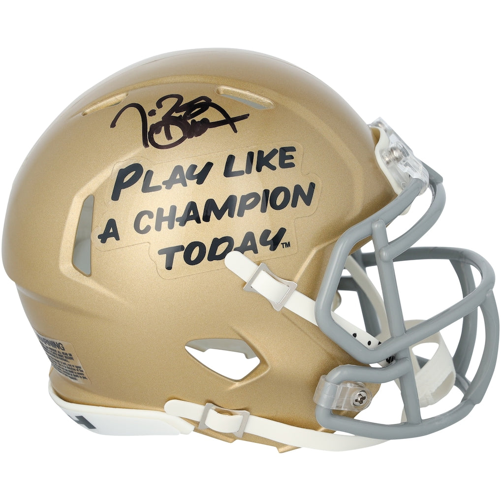 Tim Brown Notre Dame Fighting Irish Autographed Riddell Play Like a Champion Today Speed Mini Helmet