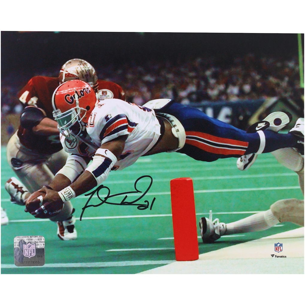 Fred Taylor Florida Gators Autographed 8'' x 10'' Diving Touchdown Photograph