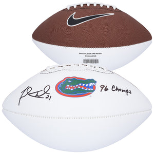 Fred Taylor Florida Gators Autographed Nike White Panel Football with ''96 Champs'' Inscription