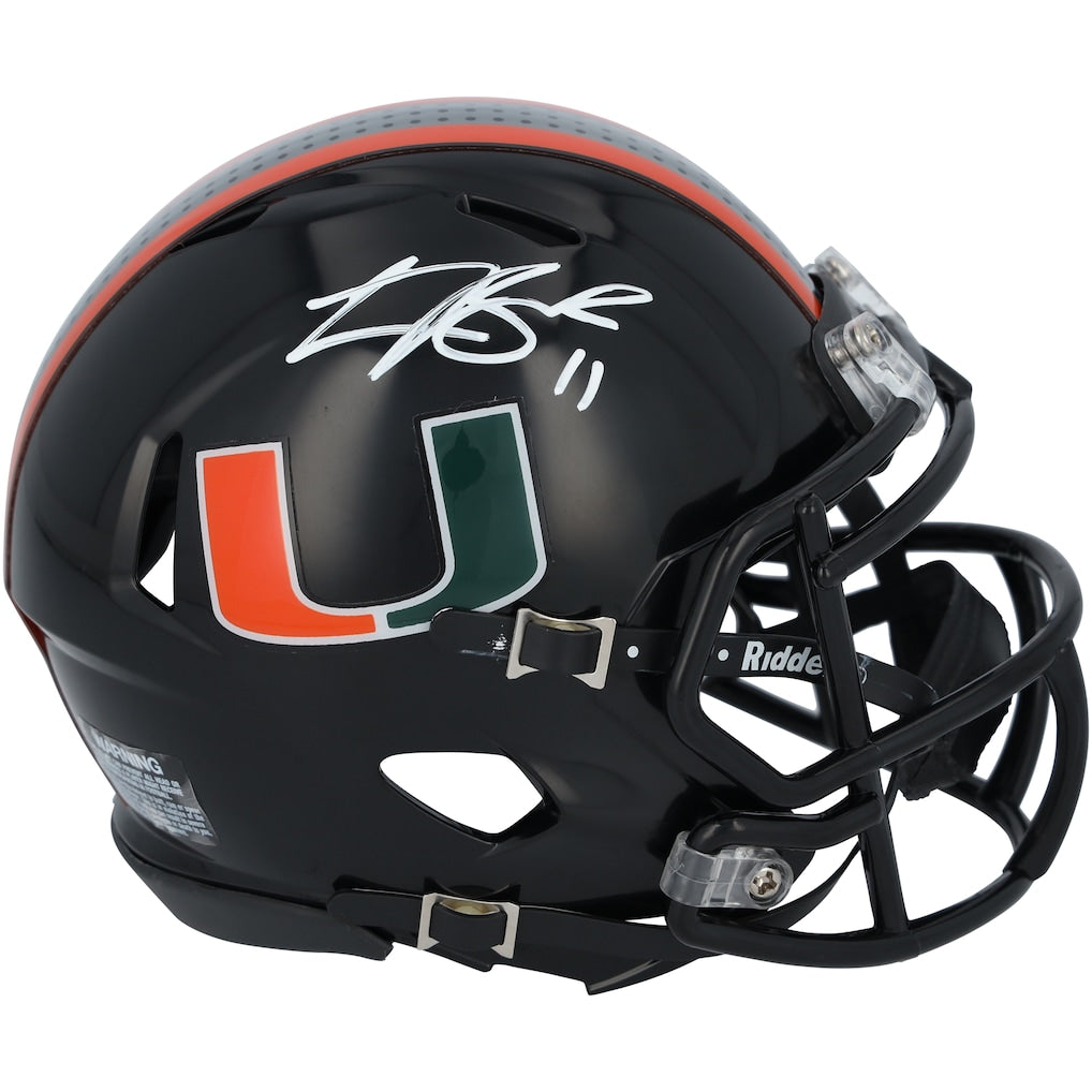 Carson Beck Miami Hurricanes Autographed Riddell Black Speed Mini Helmet