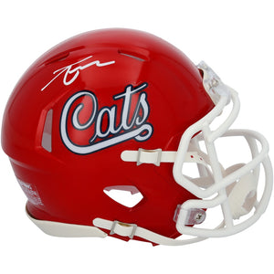 Tetairoa McMillan Arizona Wildcats Autographed Riddell Red Cats Speed Mini Helmet
