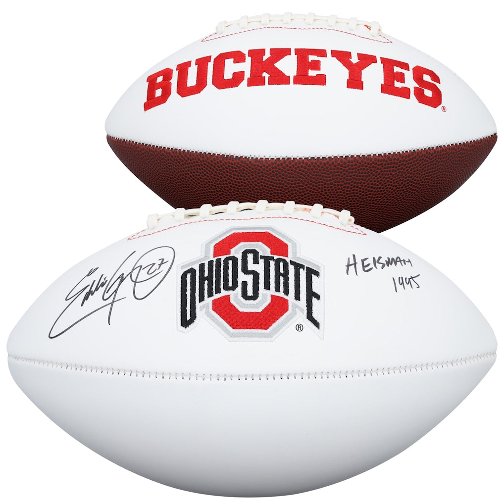 Eddie George Ohio State Buckeyes Autographed Rawlings White Panel Football with ''Heisman 1995'' Inscription