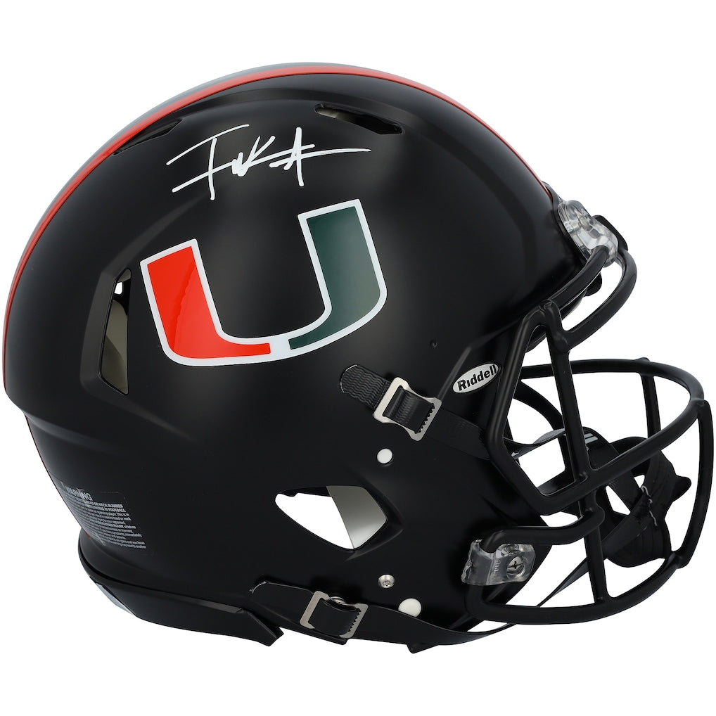 Frank Gore Miami Hurricanes Autographed Riddell Miami Nights Satin Black Speed Authentic Helmet