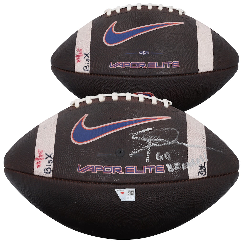 Spencer Danielson Boise State Broncos Autographed Game-Used Football vs. UNLV Rebels on December 5, 2025 with ''Go Broncos!'' Inscription - NF70452184