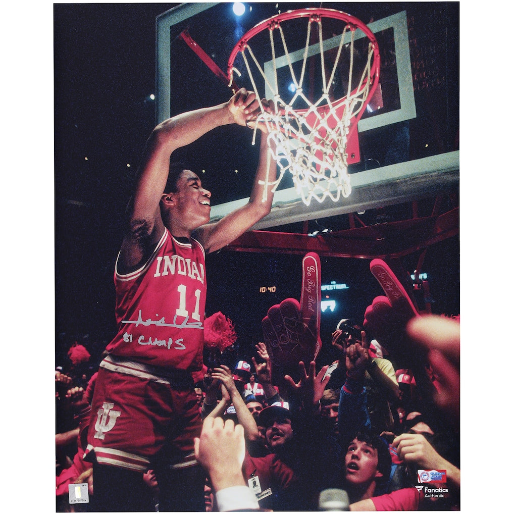 Isiah Thomas Indiana Hoosiers Autographed 16'' x 20'' Net Cutting Photograph with ''1981 National Champs'' Inscription