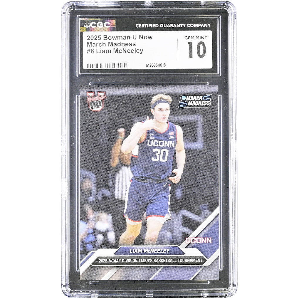 Liam McNeeley UConn Huskies 2025 Bowman U Now March Madness #6 CGC Authenticated 10 Card