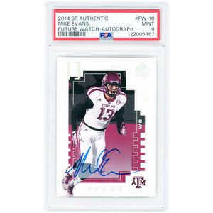 Mike Evans Texas A&M Aggies Autographed 2014 Upper Deck SP Authentic Future Watch #FW-10 #9/25 PSA Authenticated 9 Card