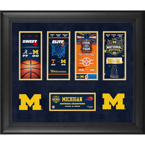 Michigan Wolverines Framed 20'' x 24'' NCAA Men's Basketball National Champions Ticket Collage