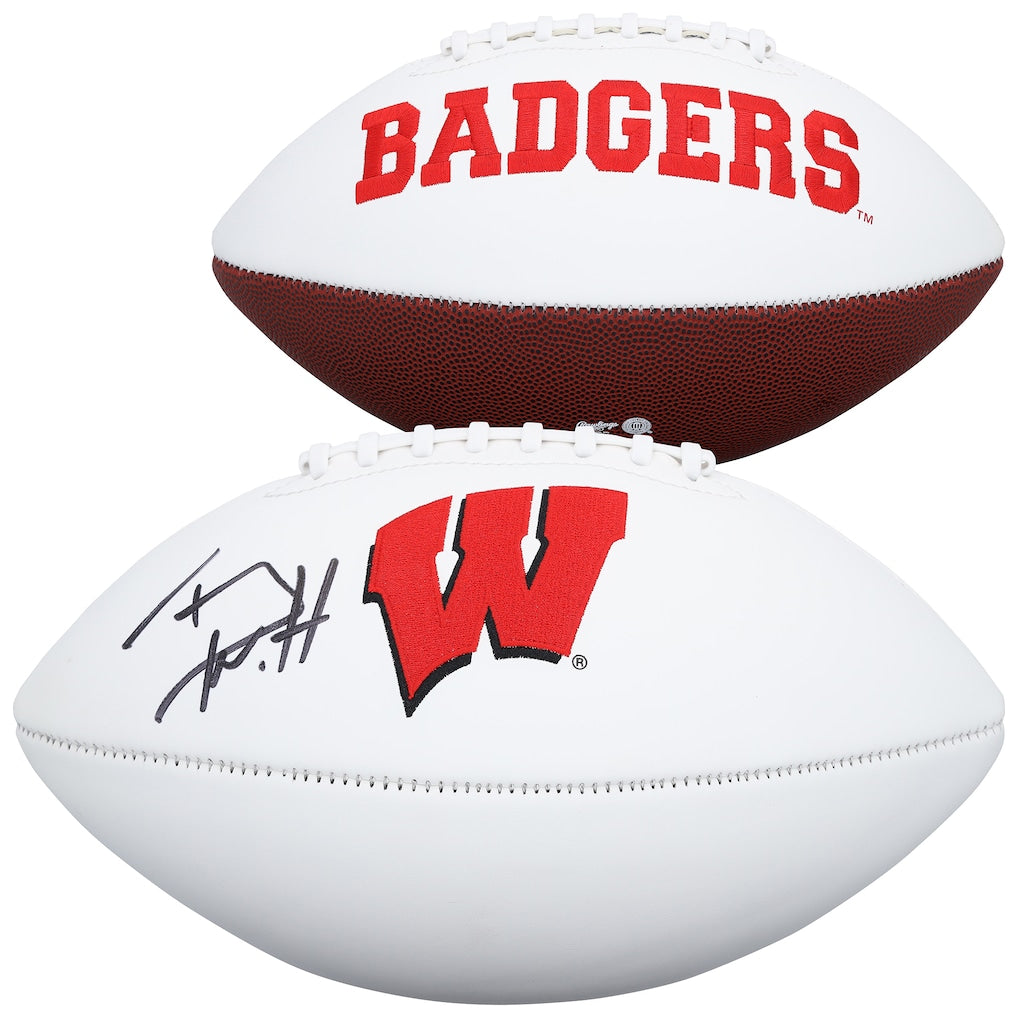 T.J. Watt Wisconsin Badgers Autographed Jardin White Panel Football
