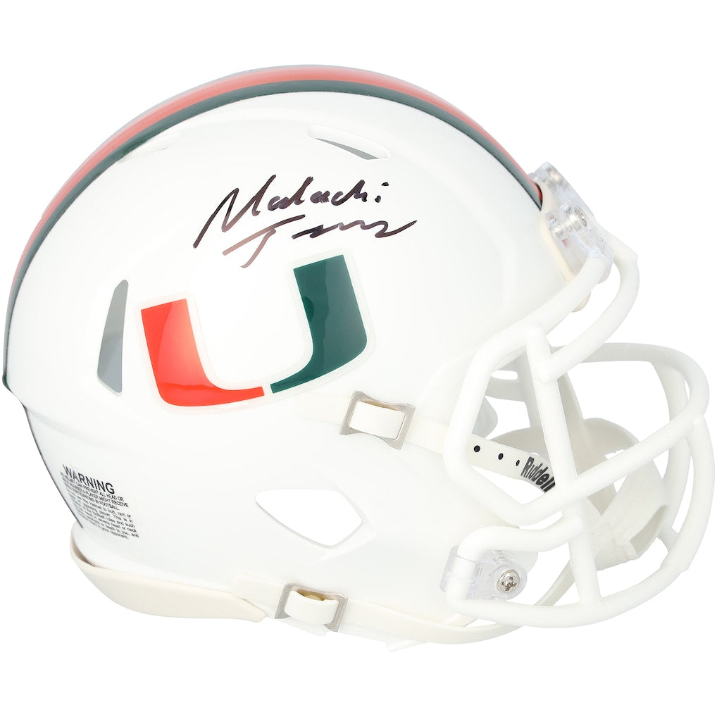 Malachi Toney Miami Hurricanes Autographed Riddell Speed Mini Helmet