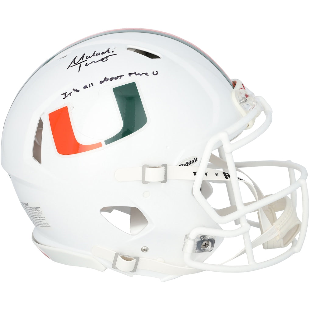 Malachi Toney Miami Hurricanes Autographed Riddell Speed Authentic Helmet with ''It's All About the U'' Inscription