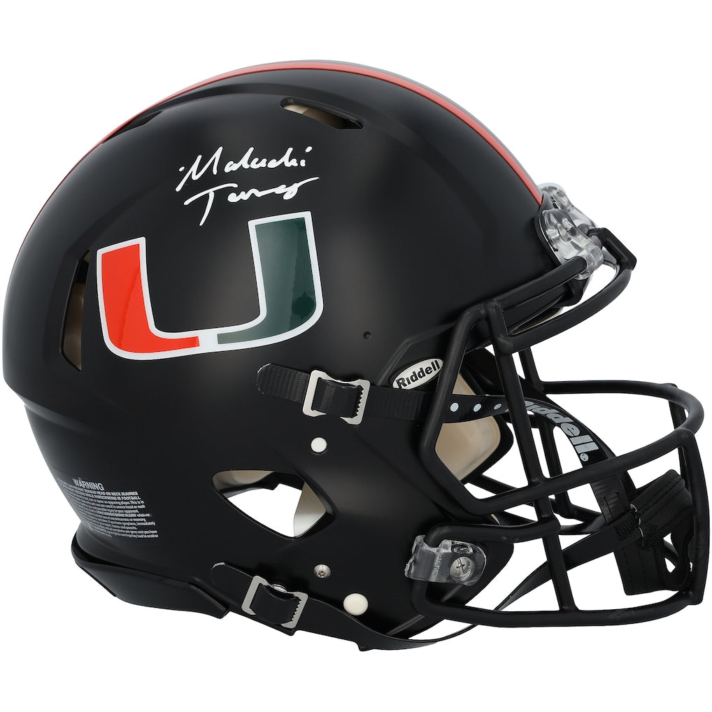 Malachi Toney Miami Hurricanes Autographed Riddell Black Miami Nights Speed Authentic Helmet