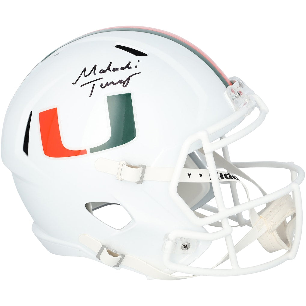 Malachi Toney Miami Hurricanes Autographed Riddell Speed Replica Helmet
