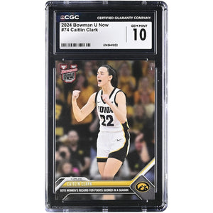 Caitlin Clark Iowa Hawkeyes 2023-24 Bowman U Now Sets Women's Record for Points Scored in a Season #74 CGC Authenticated 10 Card