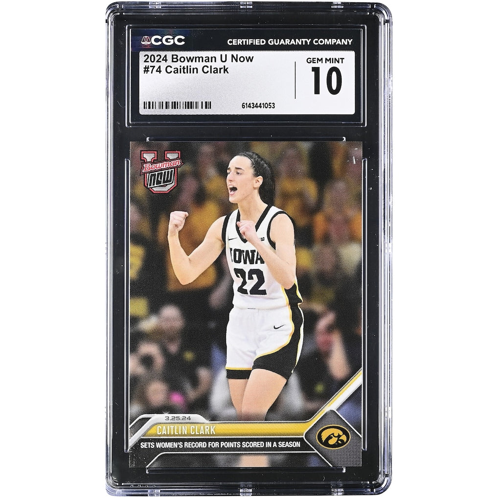 Caitlin Clark Iowa Hawkeyes 2023-24 Bowman U Now Sets Women's Record for Points Scored in a Season #74 CGC Authenticated 10 Card