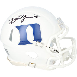 Daniel Jones Duke Blue Devils Autographed Riddell White Speed Mini Helmet