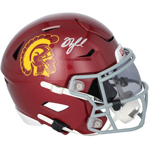 Drake London USC Trojans Autographed Riddell Speed Flex Midi Helmet