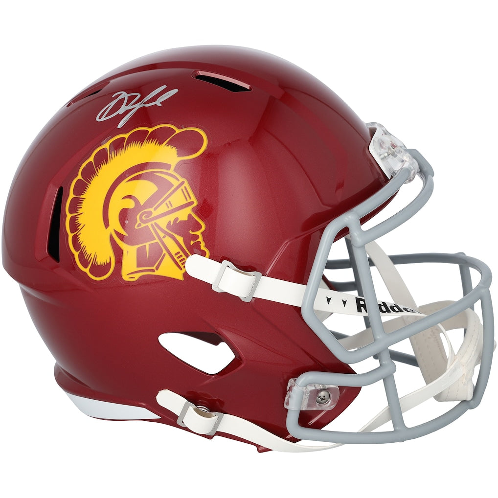 Drake London USC Trojans Autographed Riddell Speed Replica Helmet