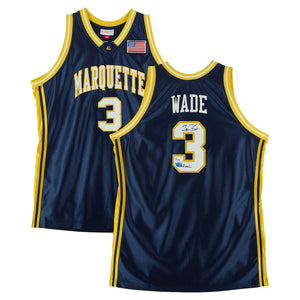 Dwyane Wade Marquette Golden Eagles Autographed Navy Mitchell & Ness 2002 Authentic Jersey with ''Flash'' Inscription - Limited Edition #3/10