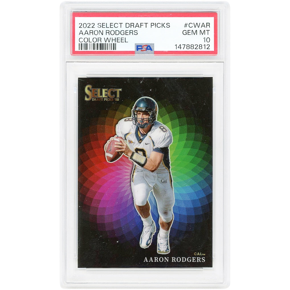 Aaron Rodgers Cal Bears 2022 Panini Select Draft Picks Color Wheel #CW-AR PSA Authenticated 10 Card
