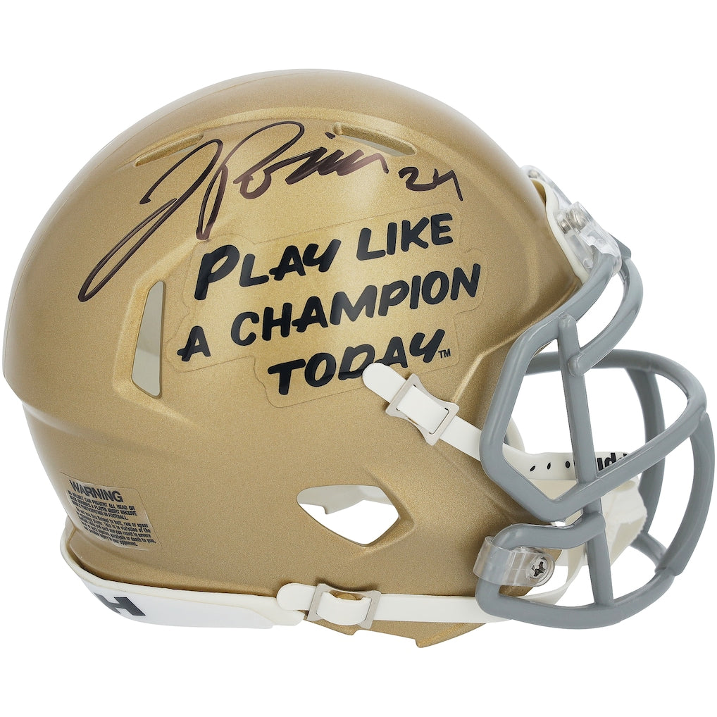 Jadarian Price Notre Dame Fighting Irish Autographed Riddell Play Like A Champion Today Speed Mini Helmet