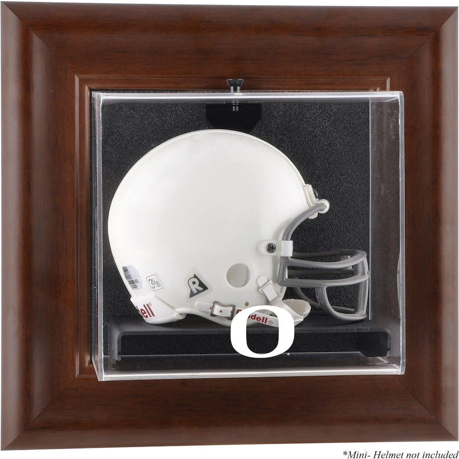 Oregon Ducks Brown Framed Wall-Mountable Mini Helmet Display Case