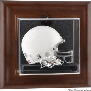 Arkansas Razorbacks Brown Framed Wall-Mountable Mini Helmet Display Case