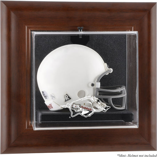 Arkansas Razorbacks Brown Framed Wall-Mountable Mini Helmet Display Case