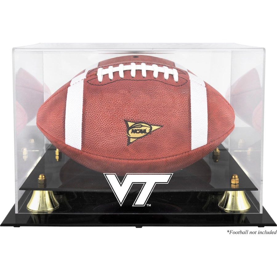Virginia Tech Hokies Golden Classic Team Logo Football Display Case with Mirror Back
