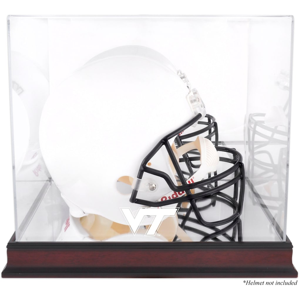 Virginia Tech Hokies Mahogany Base Team Logo Helmet Display Case with Mirrored Back