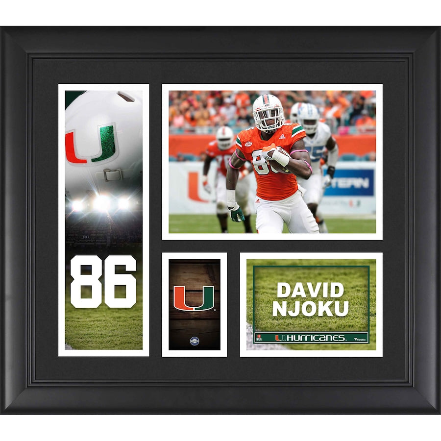 David Njoku Miami Hurricanes Framed 15'' x 17'' Player Collage