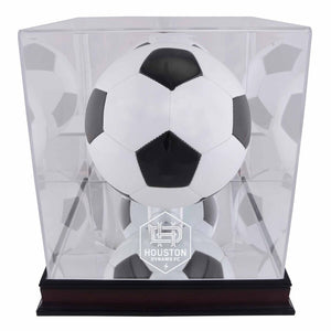 Houston Dynamo Mahogany Team Logo Soccer Ball Display Case