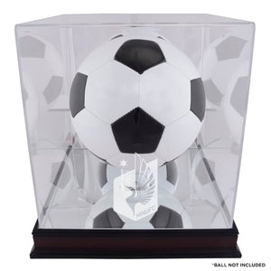 Minnesota United FC Mahogany Team Logo Soccer Ball Display Case