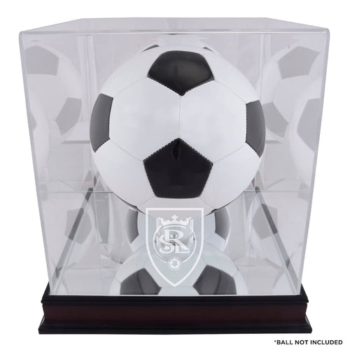Real Salt Lake Mahogany Team Logo Soccer Ball Display Case