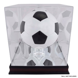 Seattle Sounders Mahogany Team Logo Soccer Ball Display Case