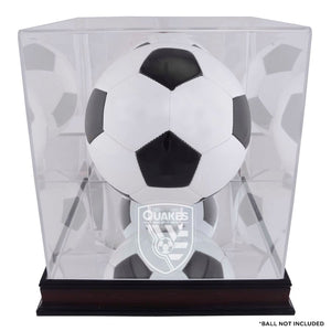 San Jose Earthquakes Mahogany Team Logo Soccer Ball Display Case