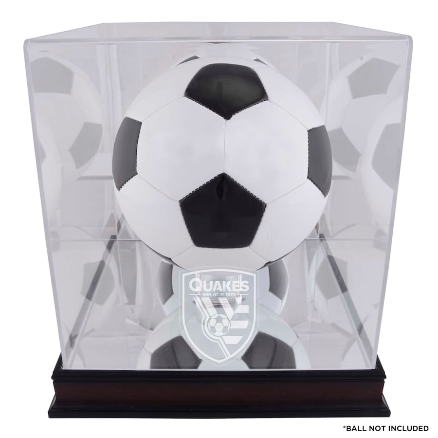 San Jose Earthquakes Mahogany Team Logo Soccer Ball Display Case