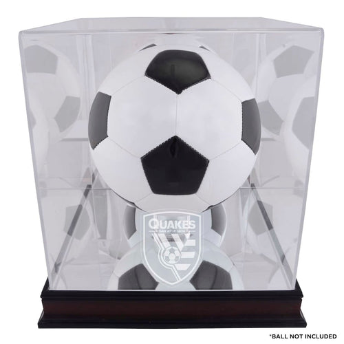 San Jose Earthquakes Mahogany Team Logo Soccer Ball Display Case