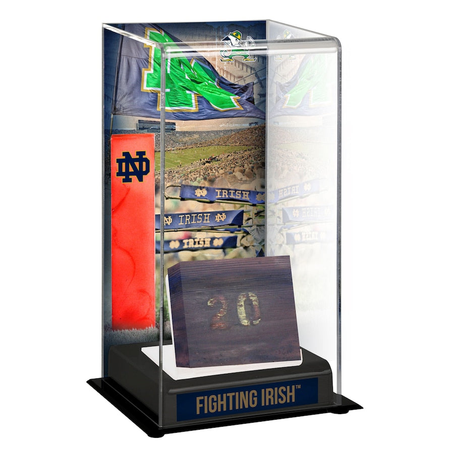 Notre Dame Fighting Irish Tall Display Case with Bench From Notre Dame Stadium