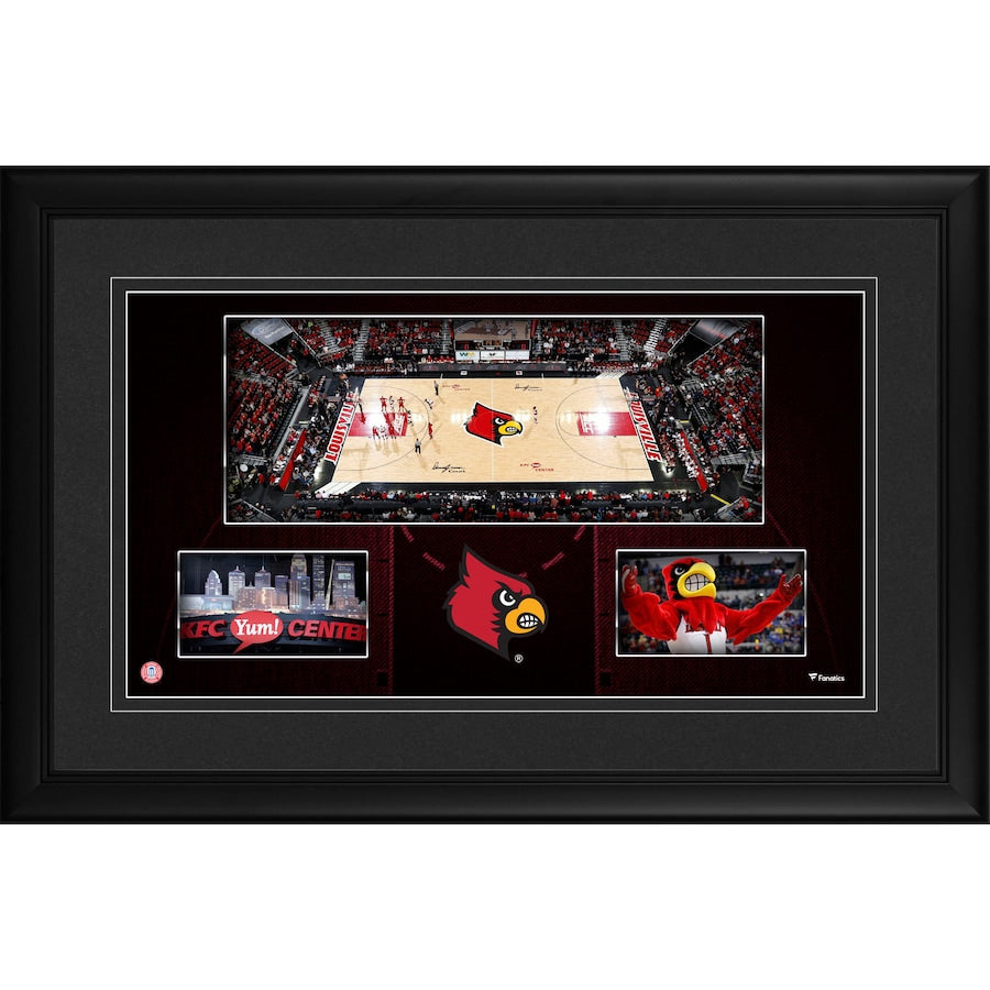 Louisville Cardinals Framed 10'' x 18'' KFC Yum! Center Panoramic Collage
