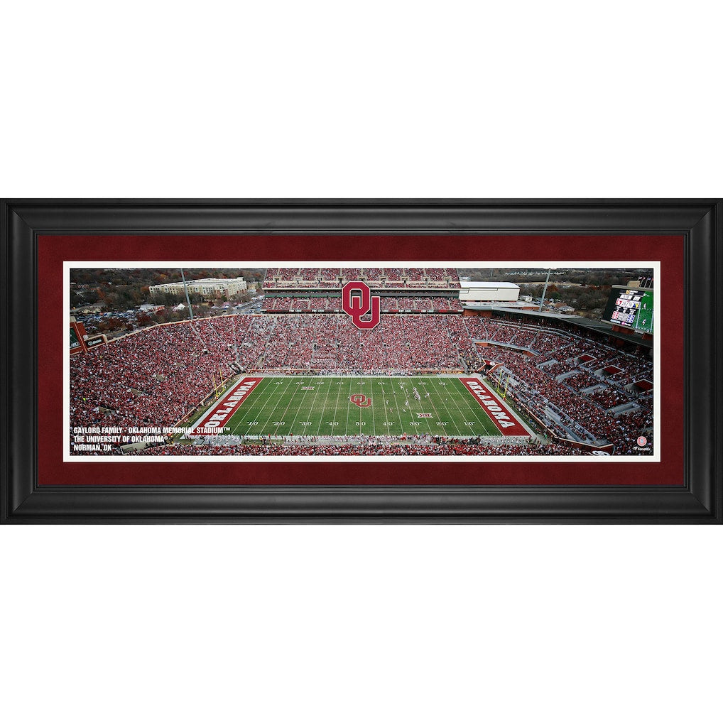 Oklahoma Sooners Framed 10'' x 30'' Gaylord Family Oklahoma Memorial Stadium Panoramic Photograph