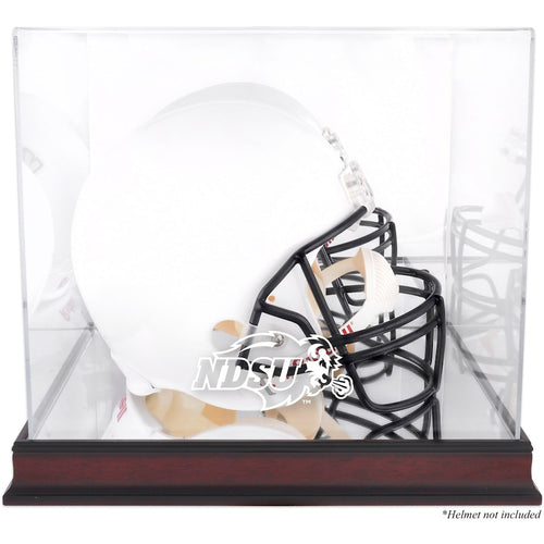 North Dakota State Bison Mahogany Helmet Logo Display Case with Mirror Back
