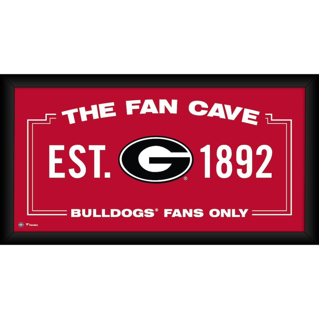 Georgia Bulldogs Framed 10'' x 20'' Fan Cave Collage