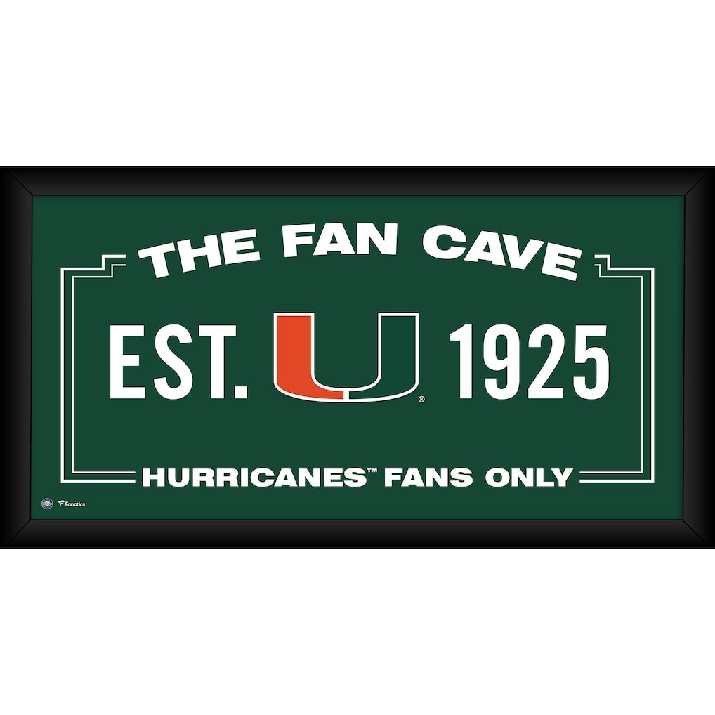 Miami Hurricanes Framed 10'' x 20'' Fan Cave Collage