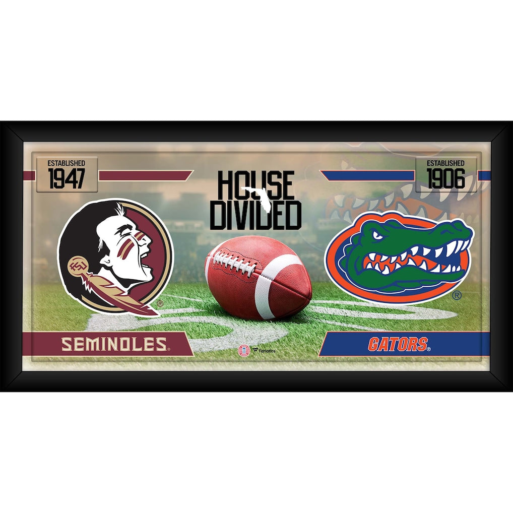 Florida State Seminoles vs. Florida Gators Framed 10'' x 20'' House Divided Football Collage